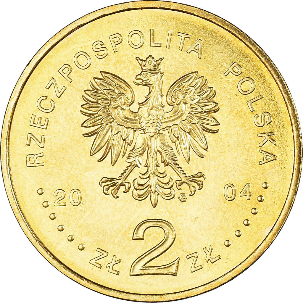 Coin, Poland, 2 Zlote, 2004, Warsaw, AU(50-53), Brass, KM:479