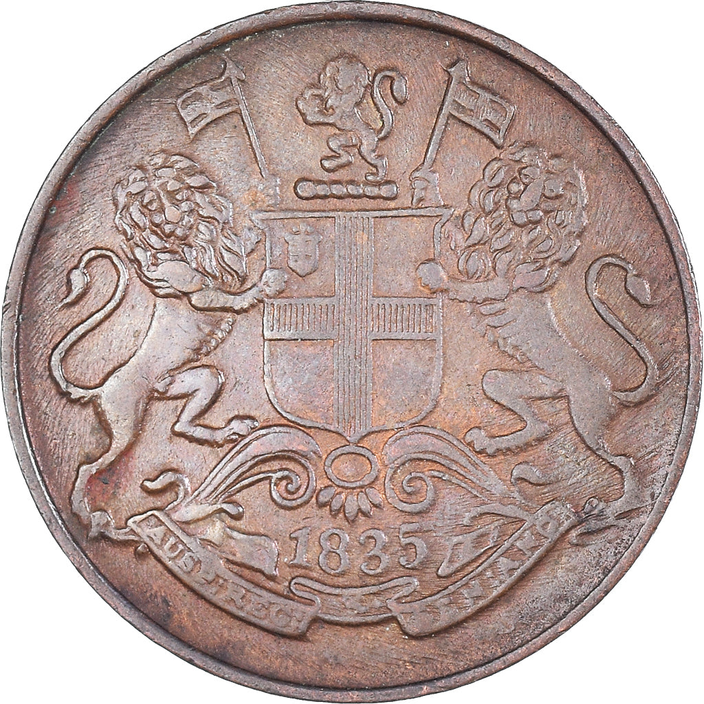 Coin, INDIA-BRITISH, 1/4 Anna, 1835, Bombay, EF(40-45), Copper, KM:446.2