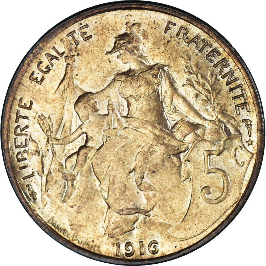 Moneta, Francia, Dupuis, 5 Centimes, 1916, Paris, BB, Bronzo, KM:842, Le