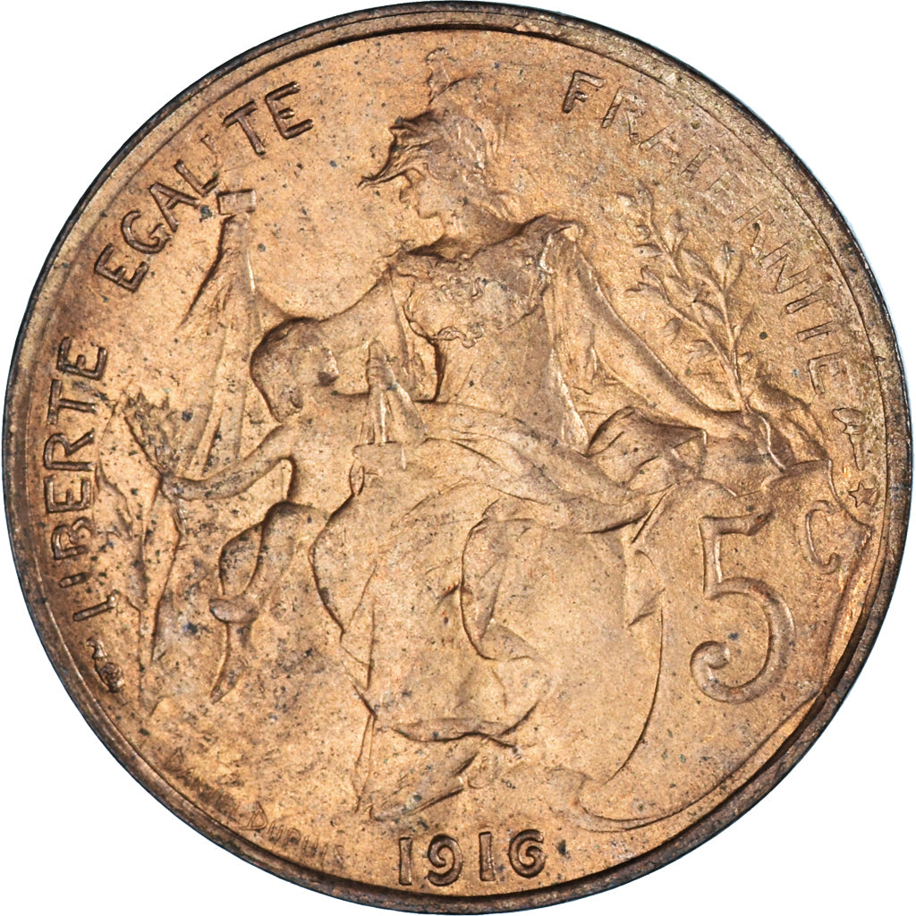 Moneta, Francia, Dupuis, 5 Centimes, 1916, Paris, BB+, Bronzo, KM:842, Le