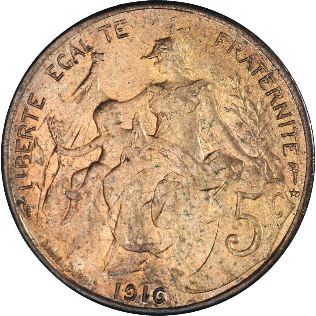 Moeda, França, Dupuis, 5 Centimes, 1916, Paris, AU(50-53), Bronze, KM:842, Le