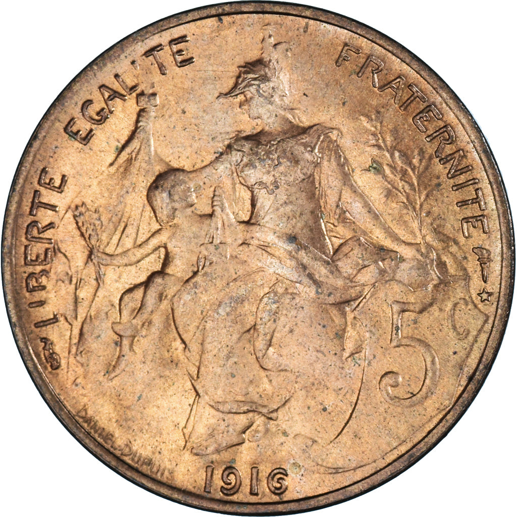 Munten, Frankrijk, Dupuis, 5 Centimes, 1916, Paris, ZF+, Bronzen, KM:842, Le