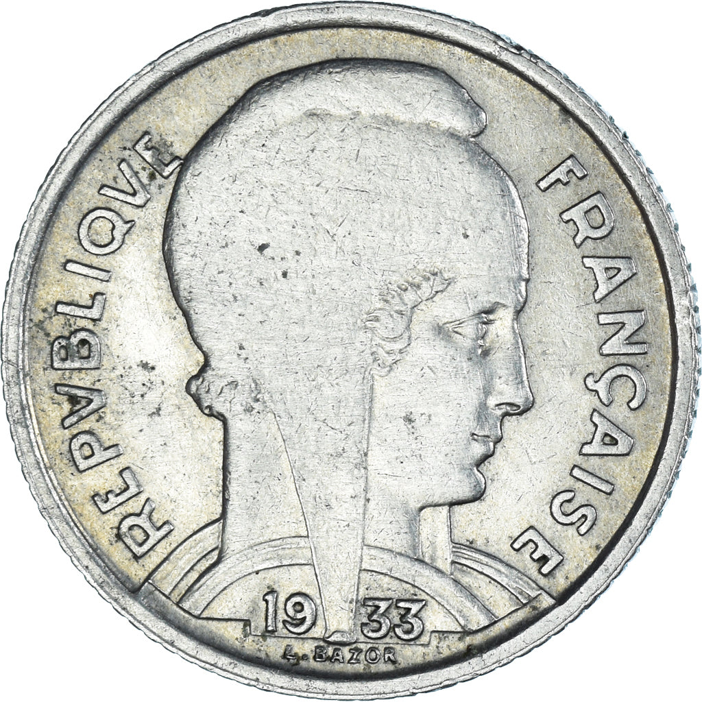 Moneda, Francia, Bazor, 5 Francs, 1933, Paris, MBC, Níquel, KM:887