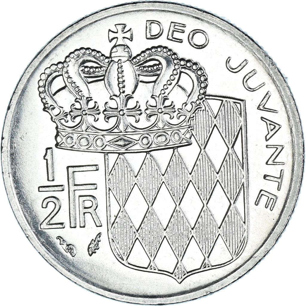 Coin, Monaco, Rainier III, 1/2 Franc, 1979, MS(60-62), Nickel, KM:145