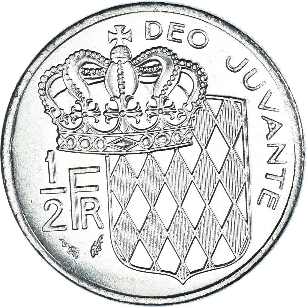 Coin, Monaco, Rainier III, 1/2 Franc, 1976, AU(55-58), Nickel, KM:145