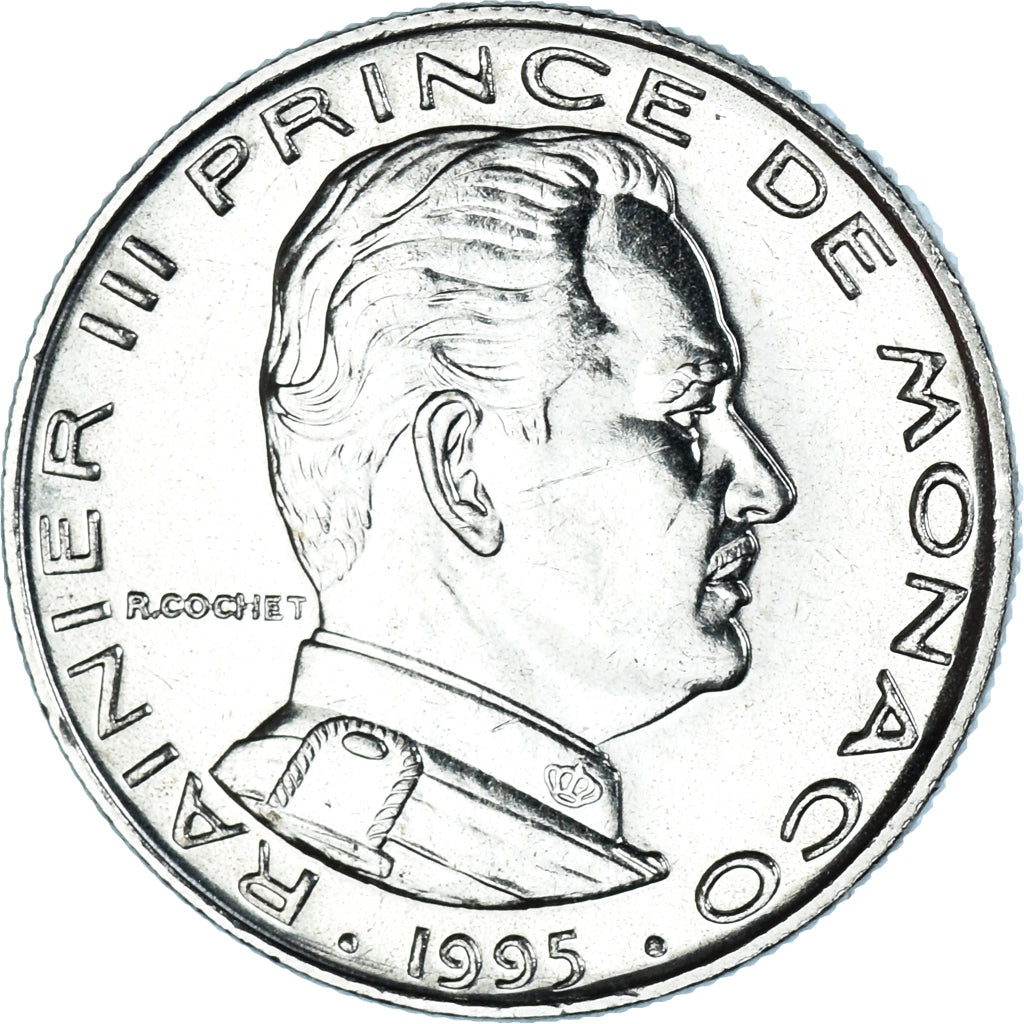 Monnaie, Monaco, Rainier III, 1/2 Franc, 1995, SPL, Nickel, Gadoury:MC 149