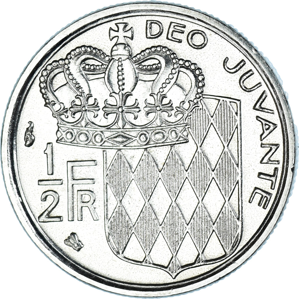Coin, Monaco, Rainier III, 1/2 Franc, 1995, MS(64), Nickel, KM:145, Gadoury:MC
