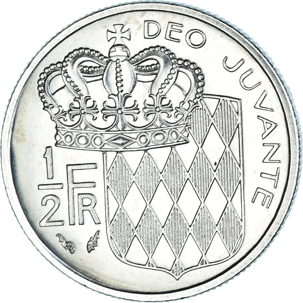Coin, Monaco, Rainier III, 1/2 Franc, 1982, MS(64), Nickel, KM:145, Gadoury:MC
