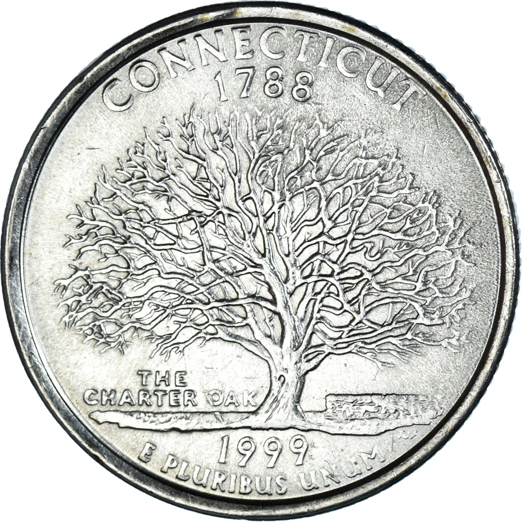 Monnaie, États-Unis, Quarter, 1999, U.S. Mint, Philadelphie, Connecticut 1788