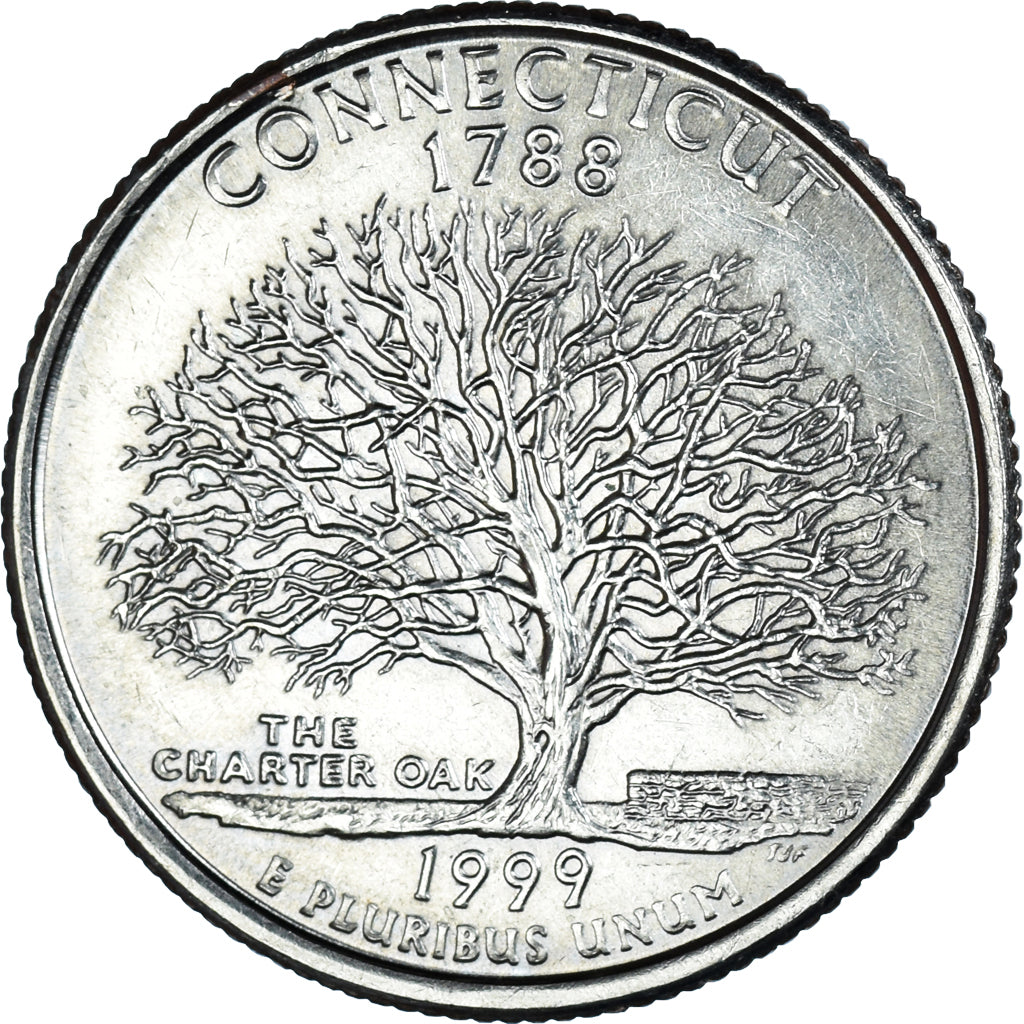 Coin, United States, Quarter, 1999, U.S. Mint, Philadelphia, Connecticut 1788