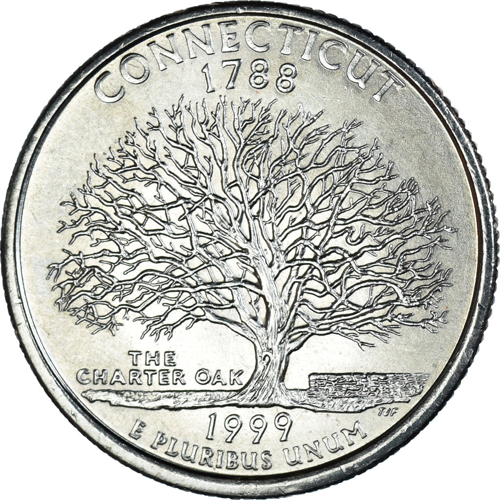 Coin, United States, Quarter, 1999, U.S. Mint, Philadelphia, Connecticut 1788