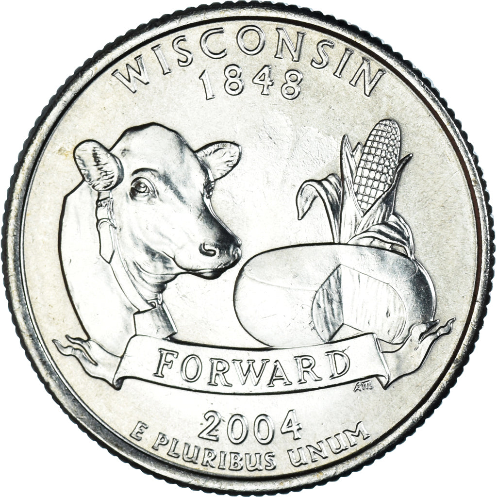 Monnaie, États-Unis, Quarter, 2004, U.S. Mint, Philadelphie, Wisconsin 1848