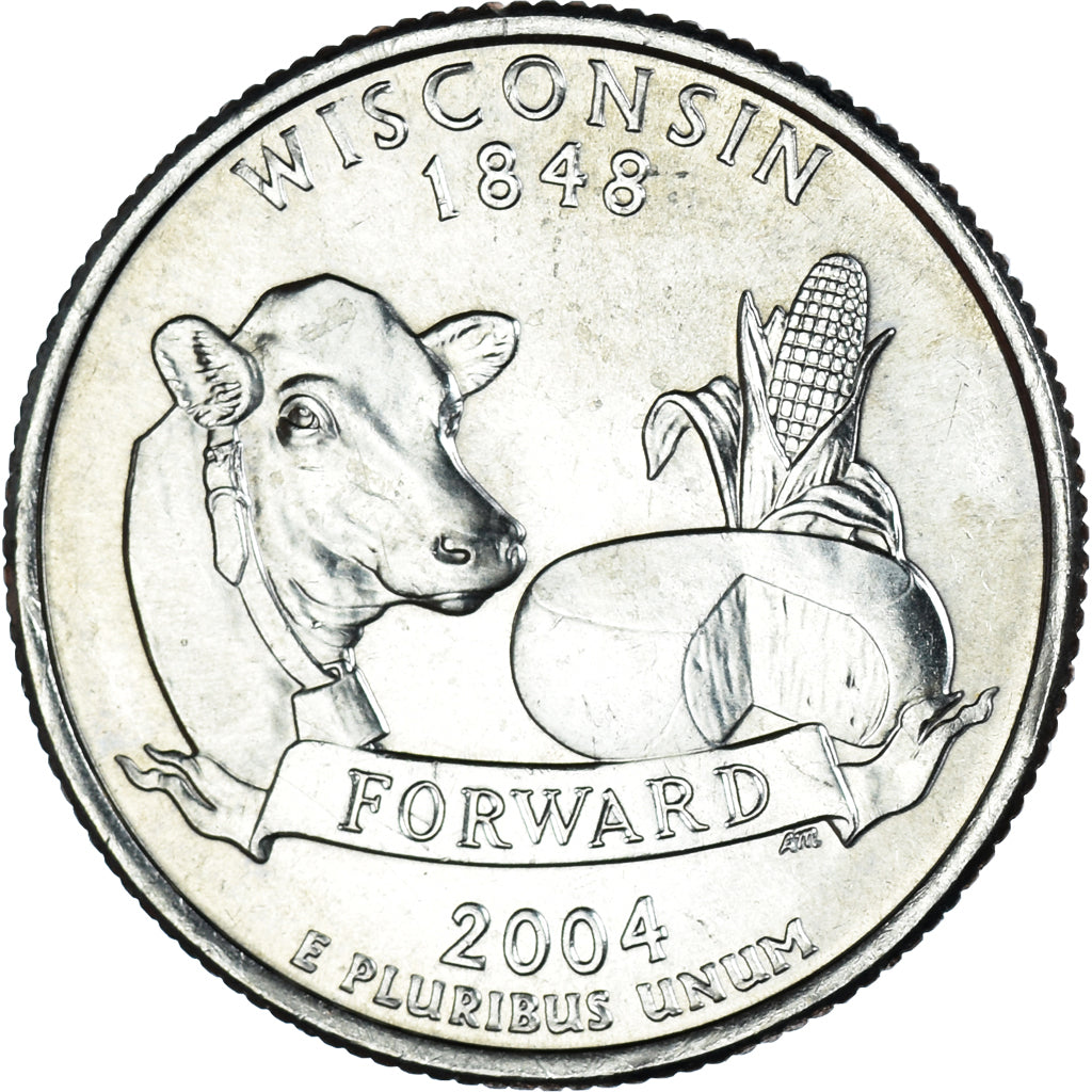 Moneta, Stati Uniti, Quarter, 2004, U.S. Mint, Philadelphia, Wisconsin 1848