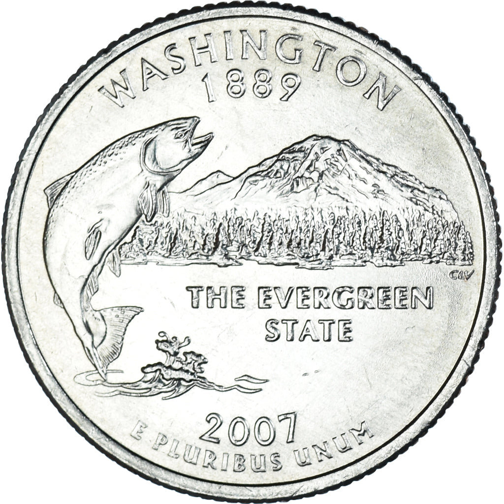 Coin, United States, Quarter, 2007, U.S. Mint, Denver, Washington 1889