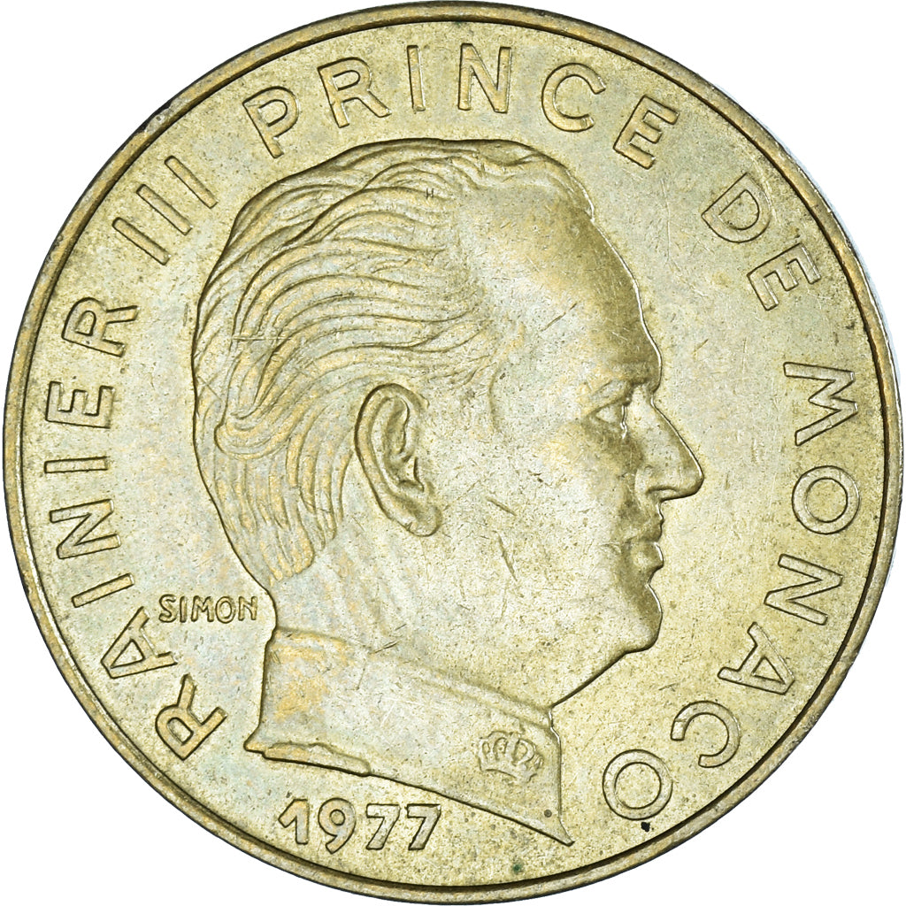 Moeda, Mónaco, Rainier III, 20 Centimes, 1977, EF(40-45), Alumínio-Bronze