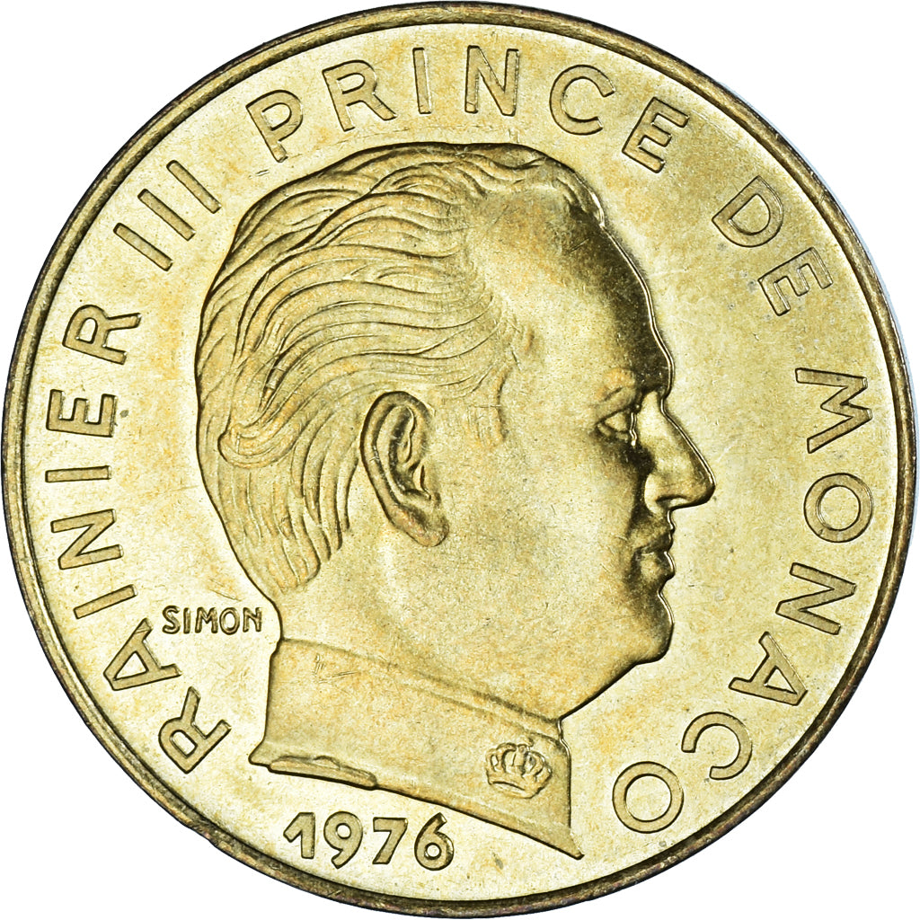 Coin, Monaco, Rainier III, 20 Centimes, 1976, AU(55-58), Aluminum-Bronze