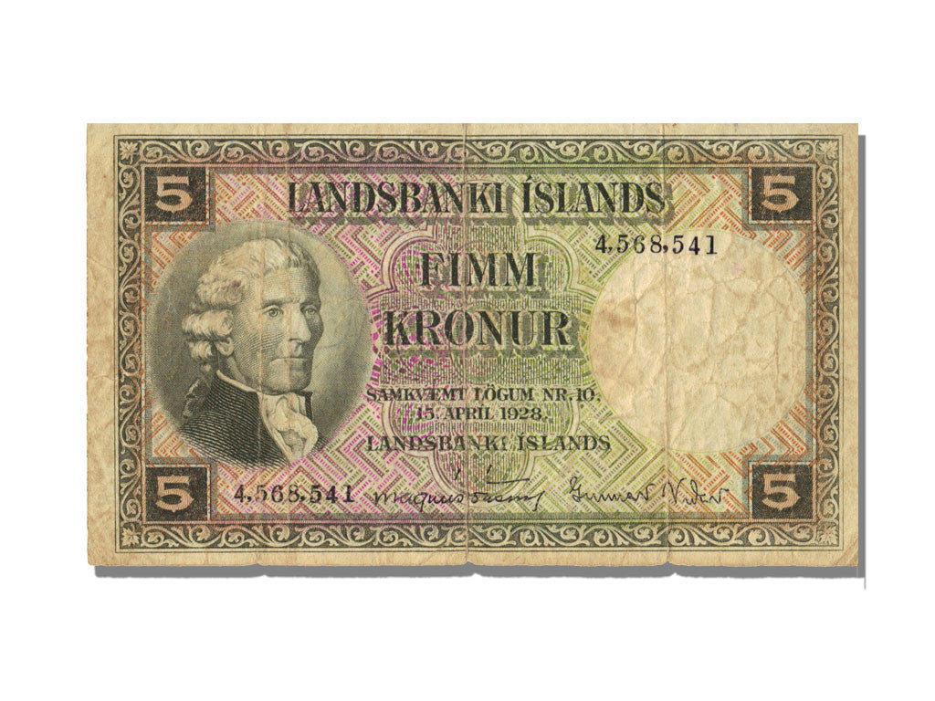 Banknote, Iceland, 5 Kronur, 1928, 1928-04-15, AU(50-53)
