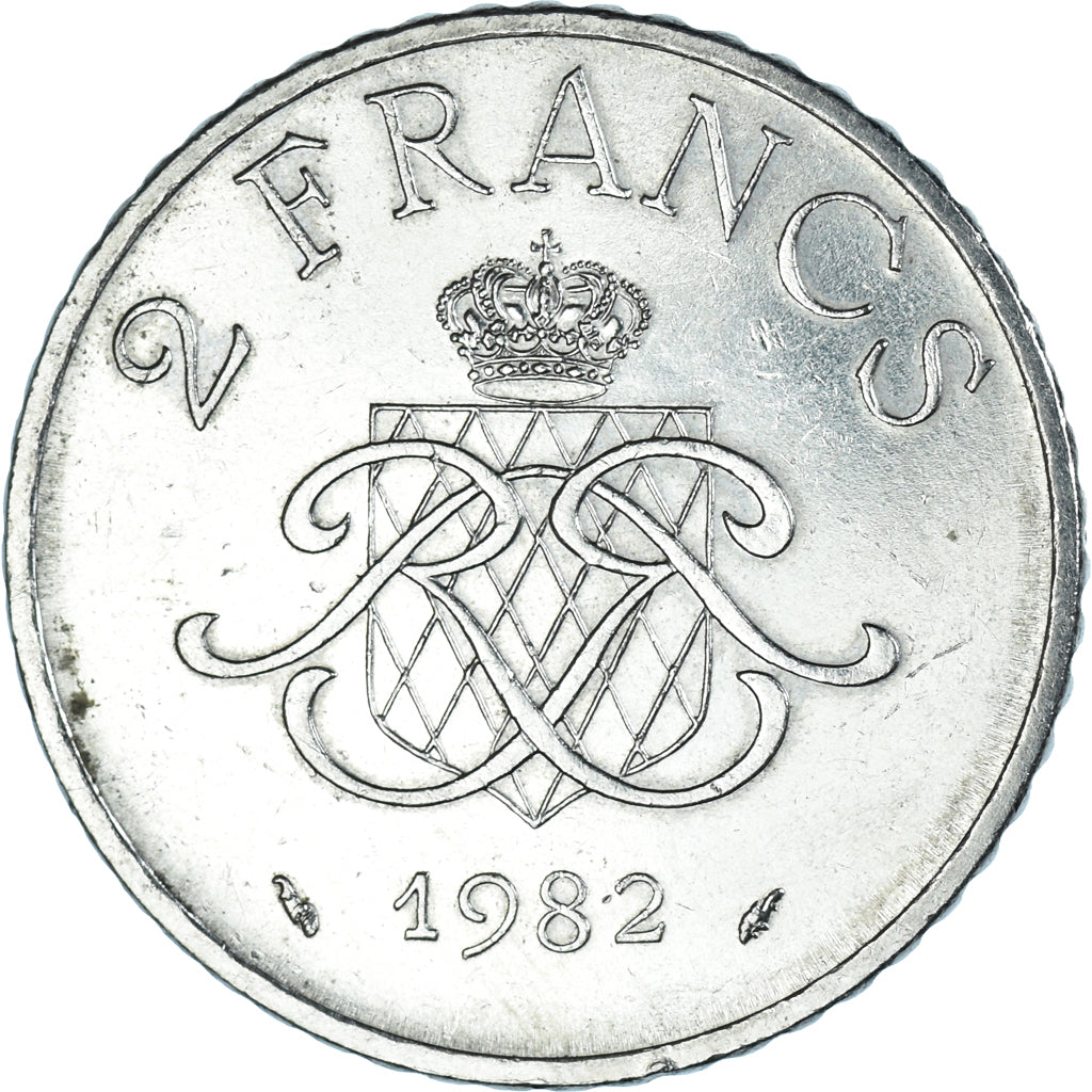 Coin, Monaco, Rainier III, 2 Francs, 1982, AU(50-53), Nickel, KM:157