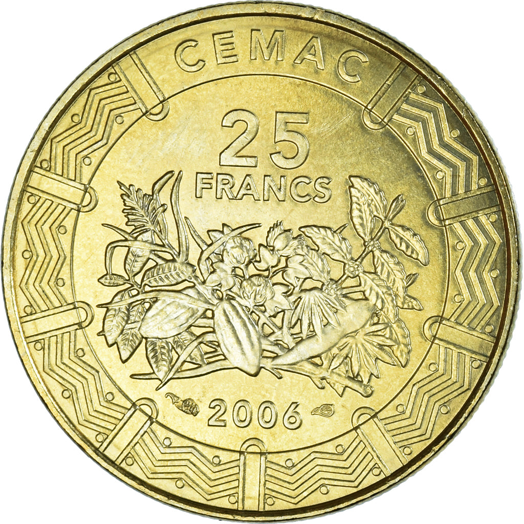 Coin, Central African States, 25 Francs, 2006, Paris, MS(65-70), Brass, KM:20