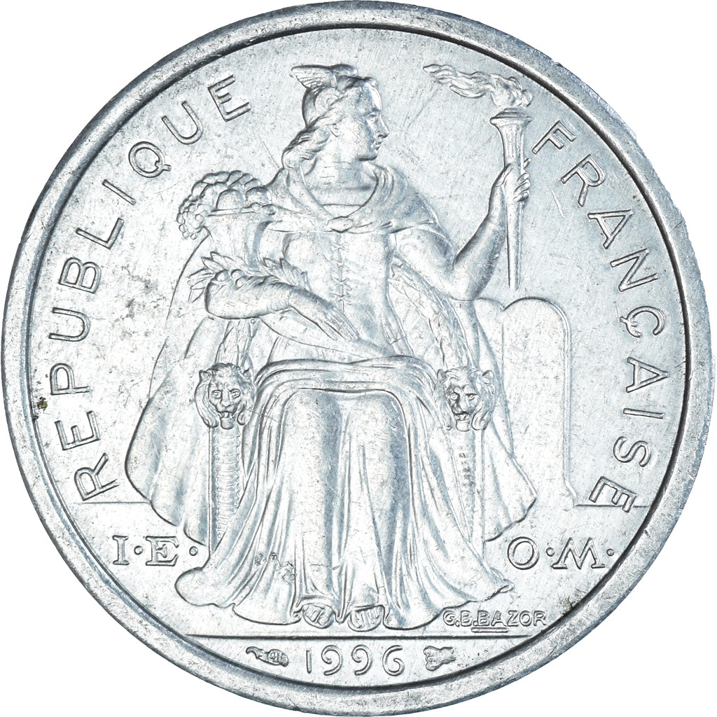 Monnaie, Polynésie française, 2 Francs, 1996, Paris, TTB+, Aluminium, KM:10