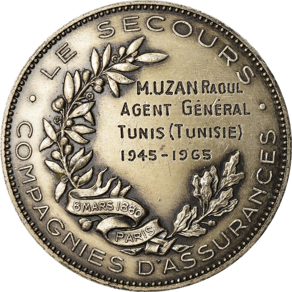 Tunisie, Jeton, Assurances Le Secours, Agent Général, Tunis, 1965, Lefevre
