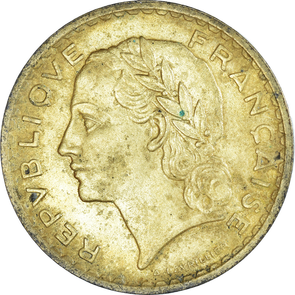 Moeda, França, Lavrillier, 5 Francs, 1939, Paris, VF(20-25), Alumínio-Bronze