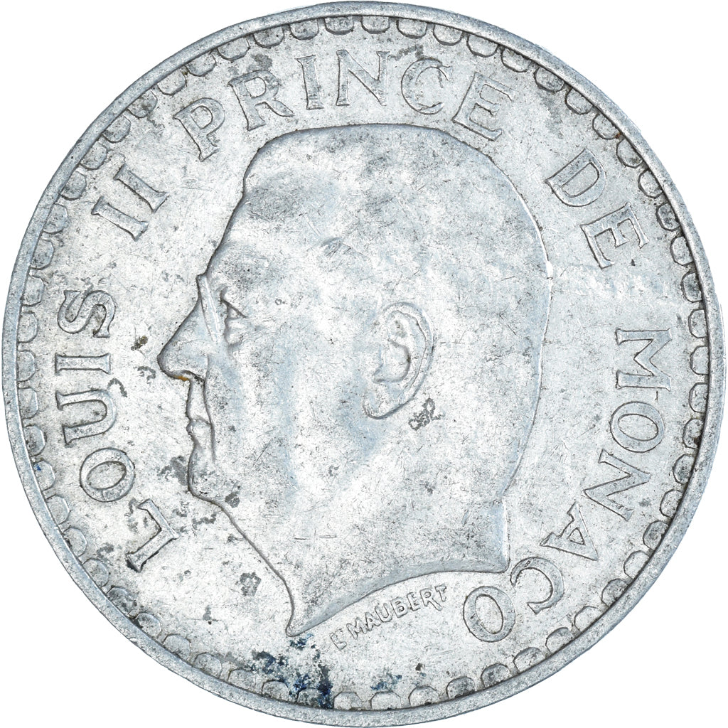 Coin, Monaco, Louis II, 5 Francs, 1945, VF(30-35), Aluminum, KM:122