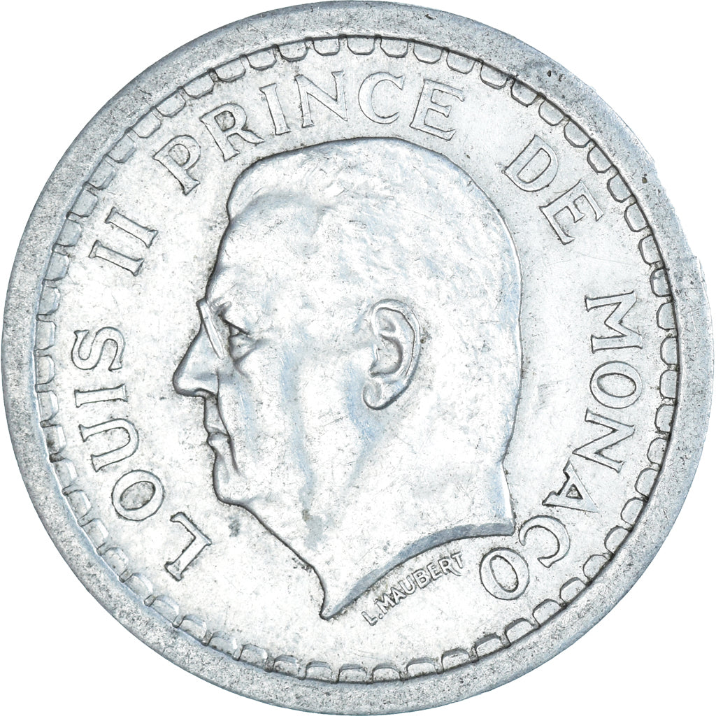 Münze, Monaco, Louis II, 2 Francs, 1943, Paris, S+, Aluminium, KM:121