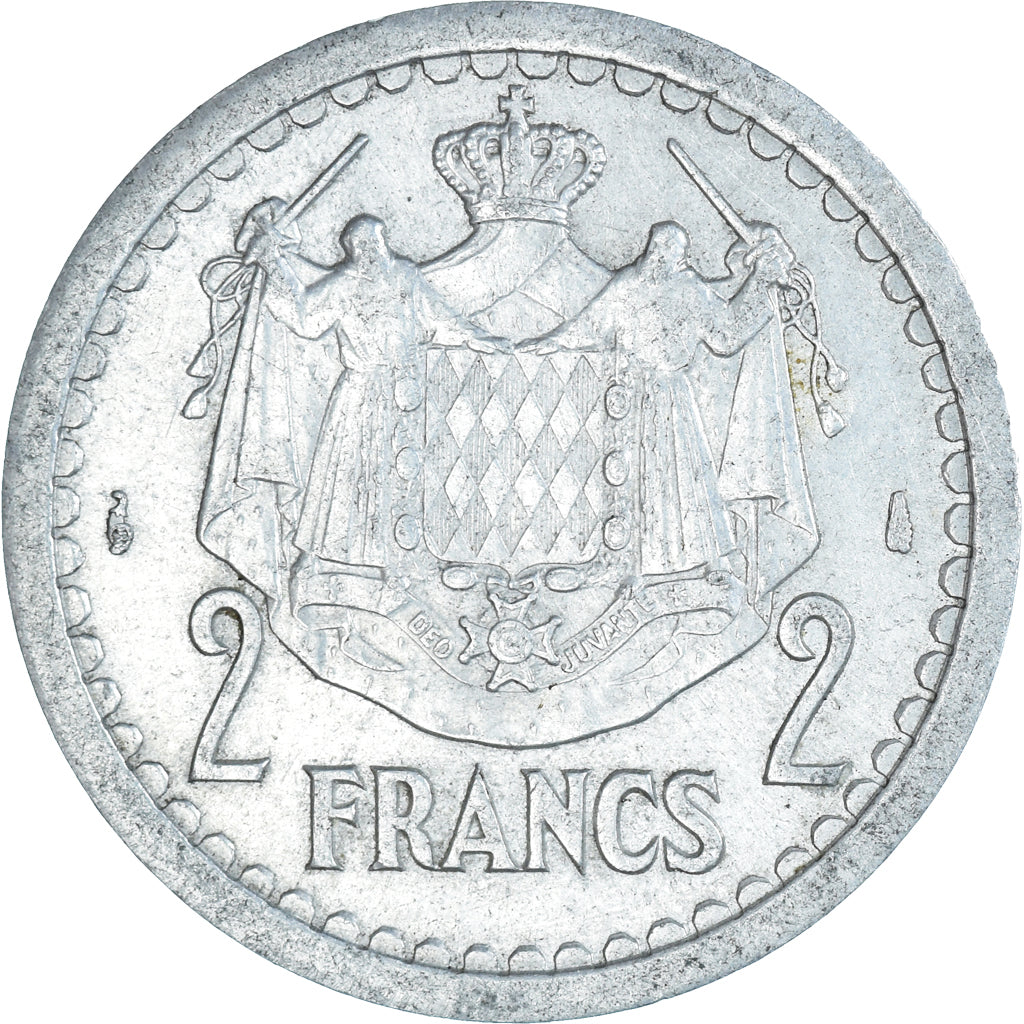Münze, Monaco, Louis II, 2 Francs, 1943, Paris, S+, Aluminium, KM:121