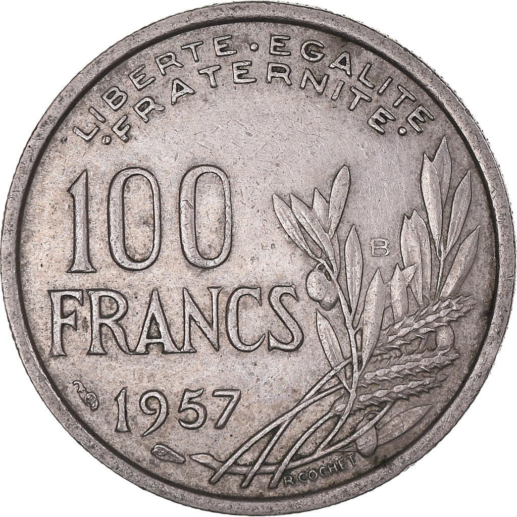Moneta, Francja, Cochet, 100 Francs, 1957, Beaumont - Le Roger, EF(40-45)