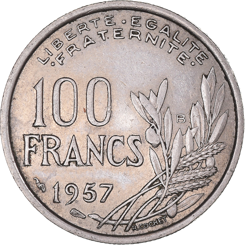 Moneta, Francja, Cochet, 100 Francs, 1957, Beaumont le Roger, EF(40-45)