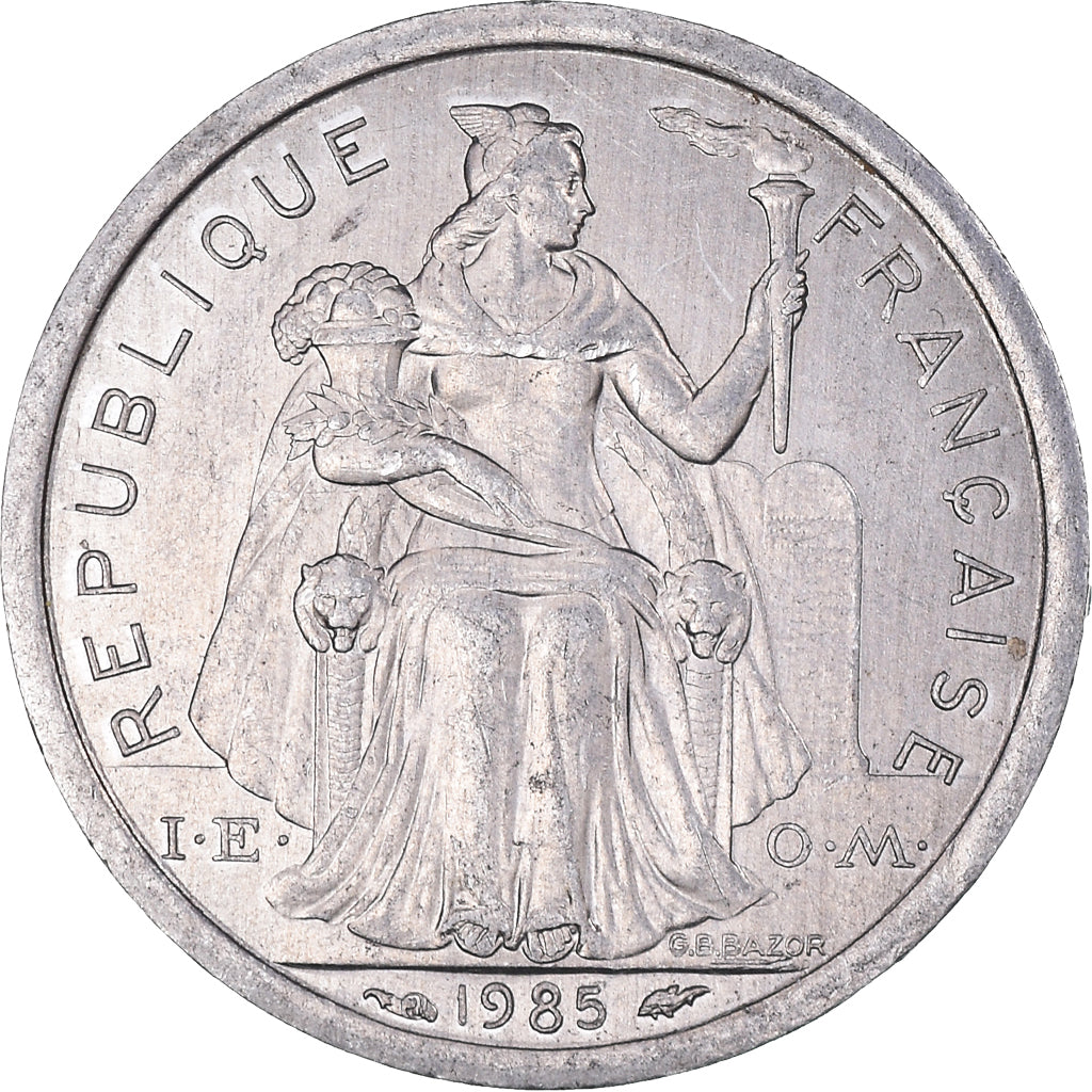 Coin, New Caledonia, Franc, 1985, Paris, MS(63), Aluminum, KM:10