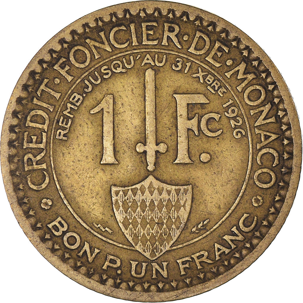 Moeda, Mónaco, Louis II, Franc, 1924, Poissy, EF(40-45), Alumínio-Bronze