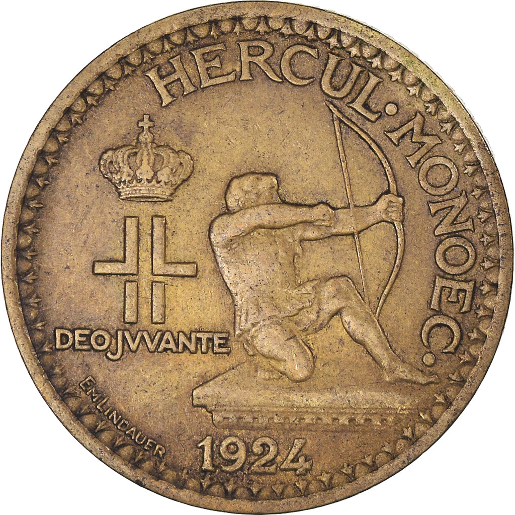 Coin, Monaco, Louis II, Franc, 1924, Poissy, EF(40-45), Aluminum-Bronze, KM:111