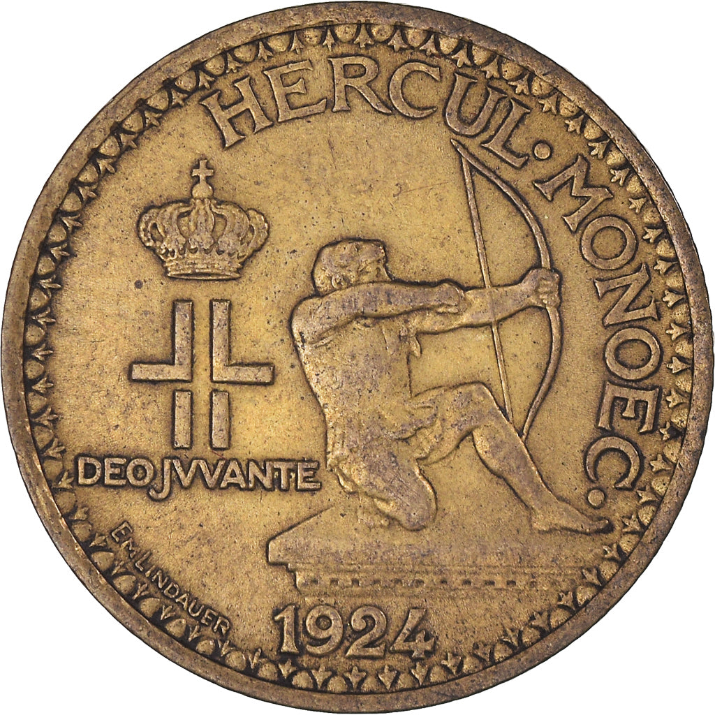 Munten, Monaco, Louis II, Franc, 1924, Poissy, ZF, Aluminum-Bronze, KM:111