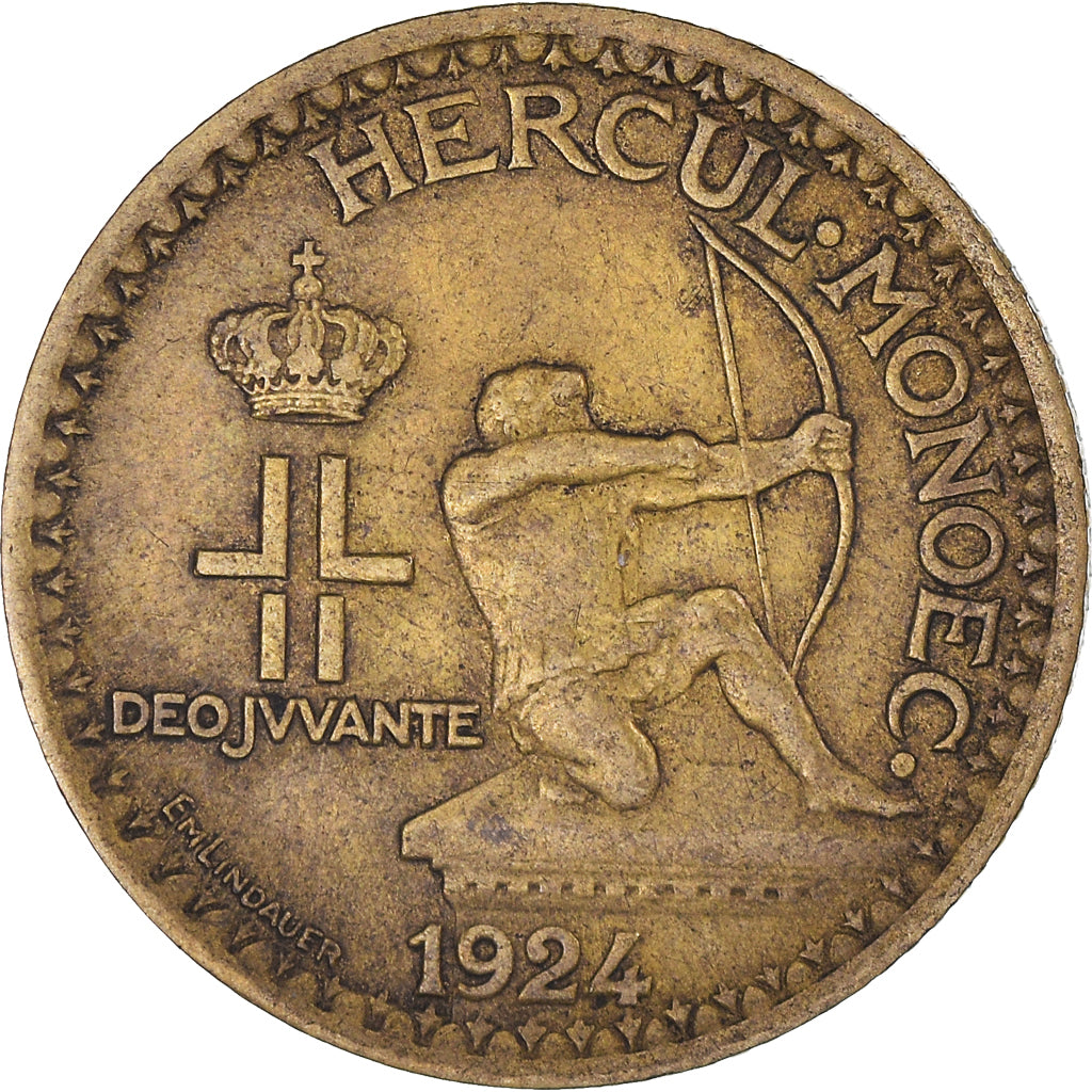 Monnaie, Monaco, Louis II, Franc, 1924, Poissy, TTB, Bronze-Aluminium