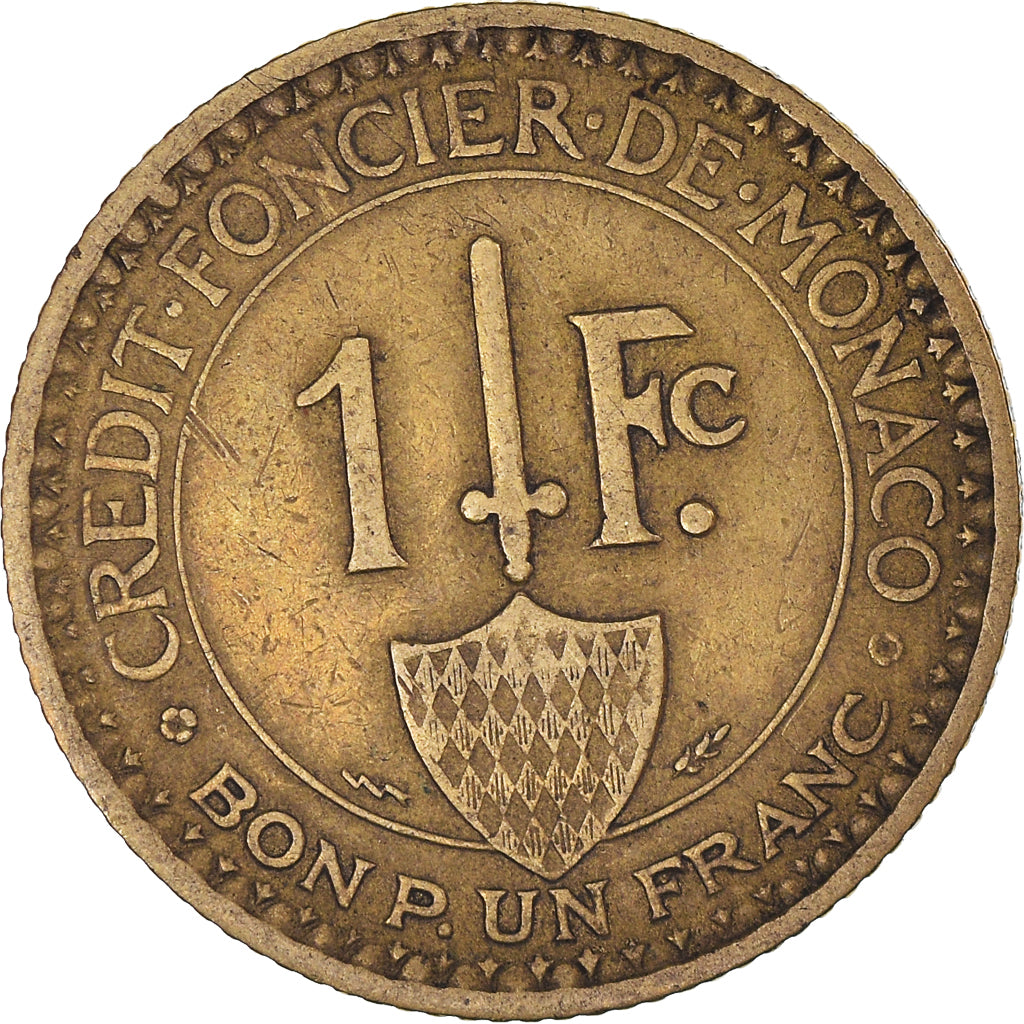 Coin, Monaco, Louis II, Franc, 1924, Poissy, EF(40-45), Aluminum-Bronze, KM:111