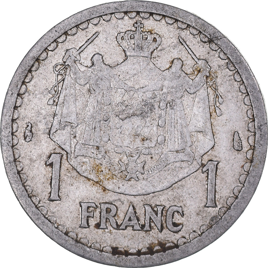 Monnaie, Monaco, Franc, Undated (1943), Poissy, TB+, Aluminium, Gadoury:MC131
