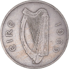 Coin, IRELAND REPUBLIC, 10 Pence, 1969, AU(50-53), Copper-nickel, KM:23