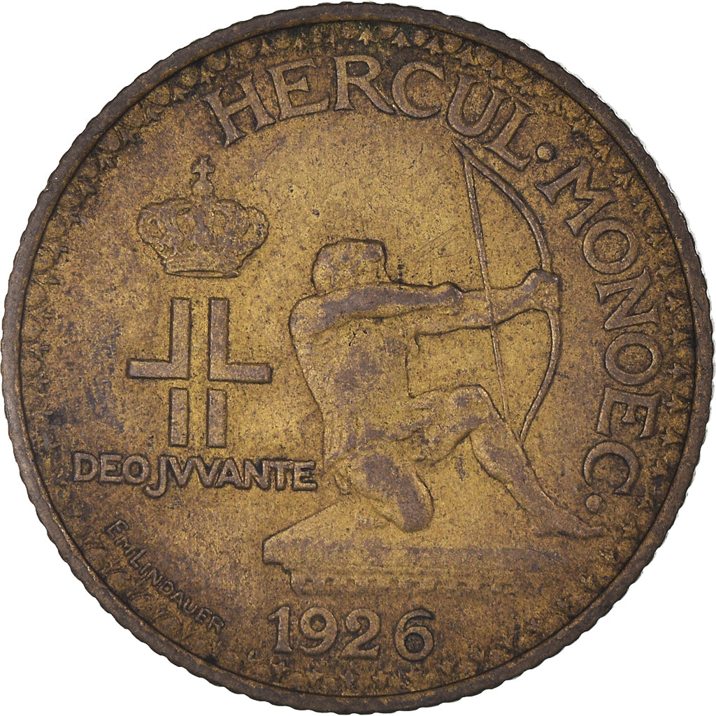 Coin, Monaco, Louis II, Franc, 1926, EF(40-45), Aluminum-Bronze, KM:114