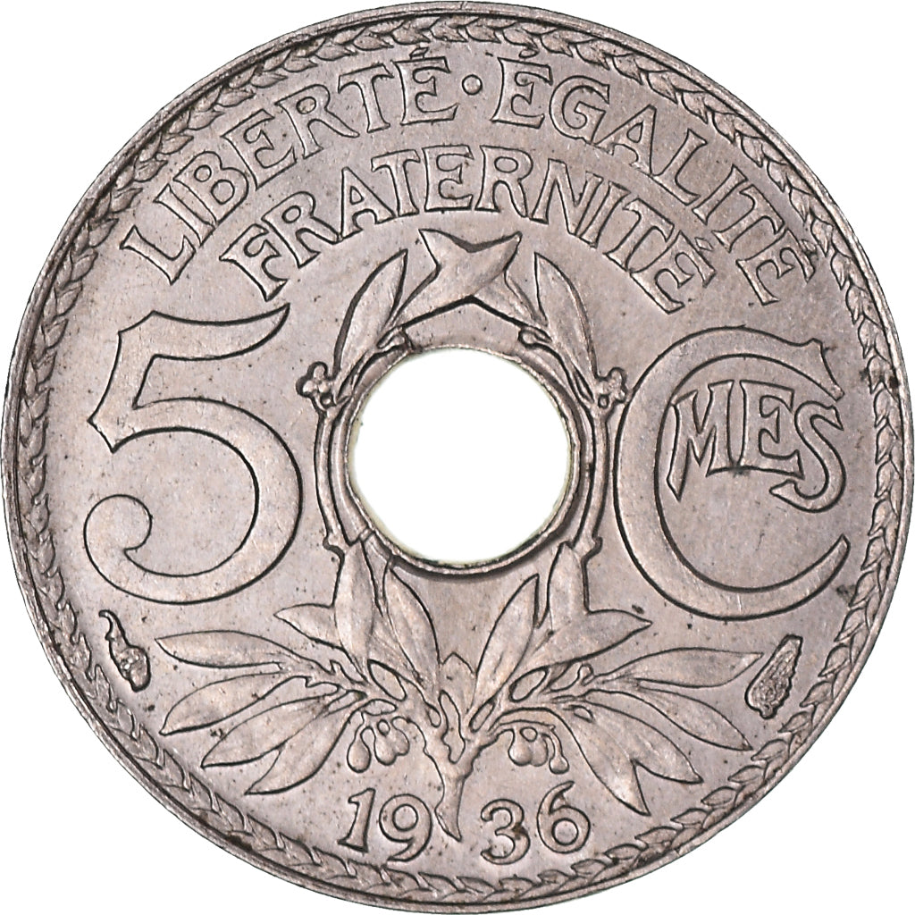Coin, France, Lindauer, 5 Centimes, 1936, Paris, AU(50-53), Copper-nickel