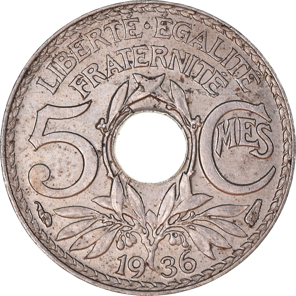 Coin, France, Lindauer, 5 Centimes, 1936, Paris, AU(50-53), Copper-nickel