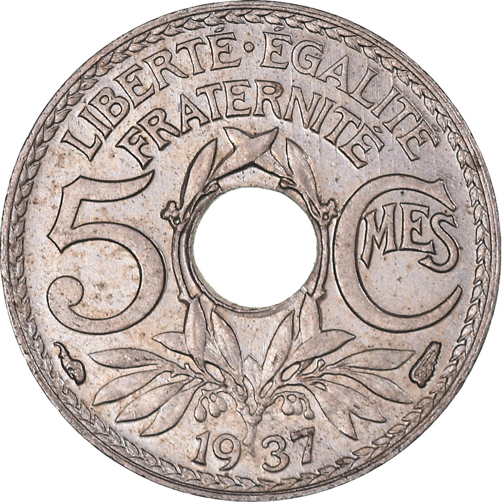 Coin, France, Lindauer, 5 Centimes, 1937, AU(50-53), Copper-nickel, KM:875