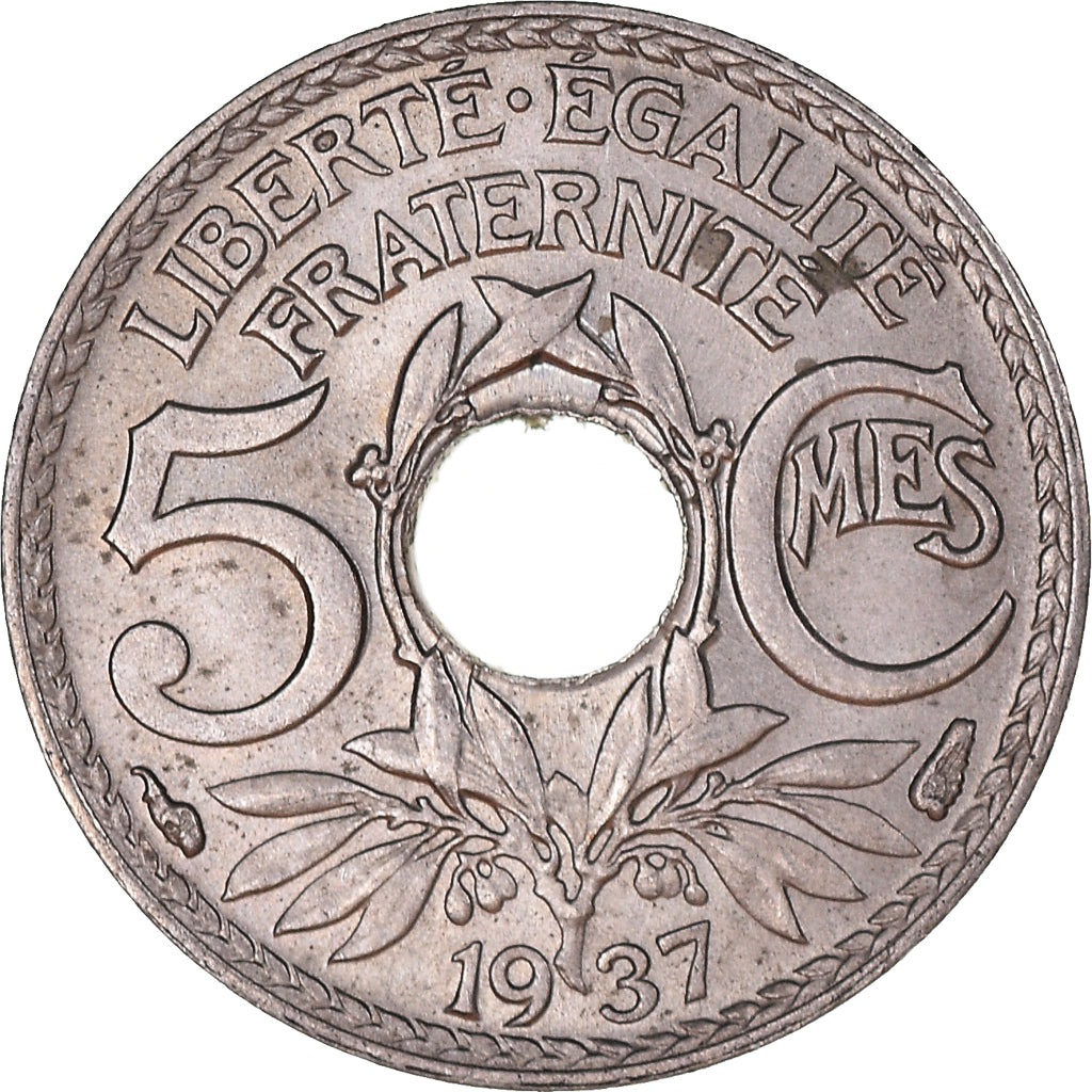 Monnaie, France, Lindauer, 5 Centimes, 1937, TTB+, Copper-nickel, KM:875