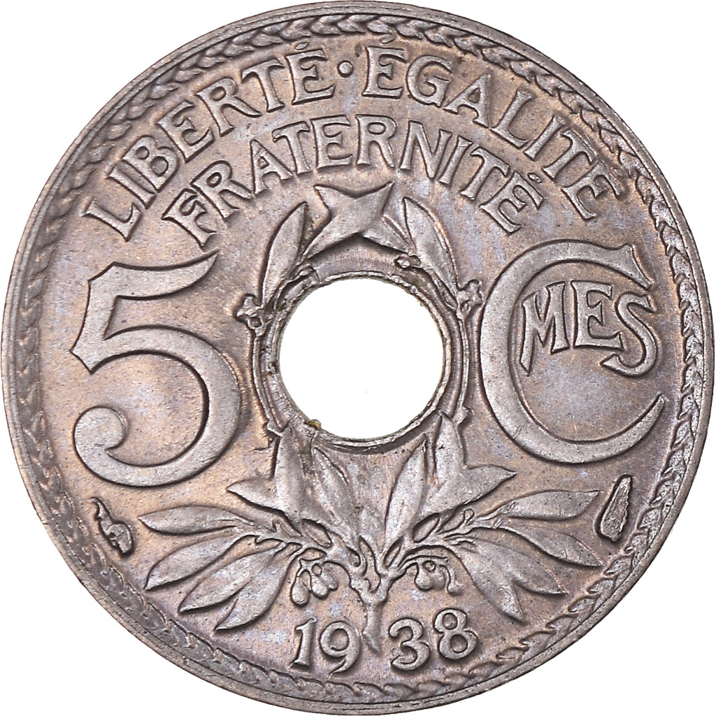 Coin, France, Lindauer, 5 Centimes, 1938, Paris, AU(50-53), Copper-nickel
