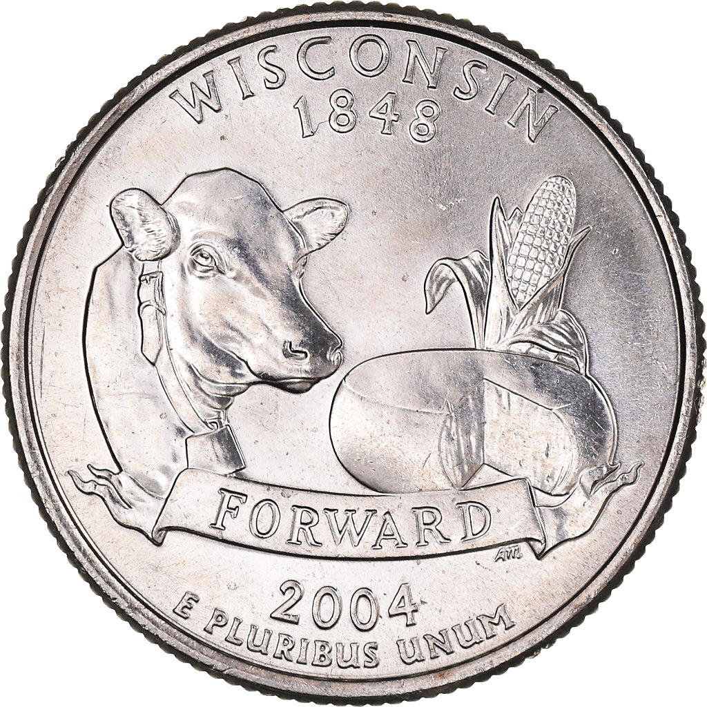 Moneta, USA, Quarter Dollar, Quarter, 2004, U.S. Mint, Philadelphia, Wisconsin