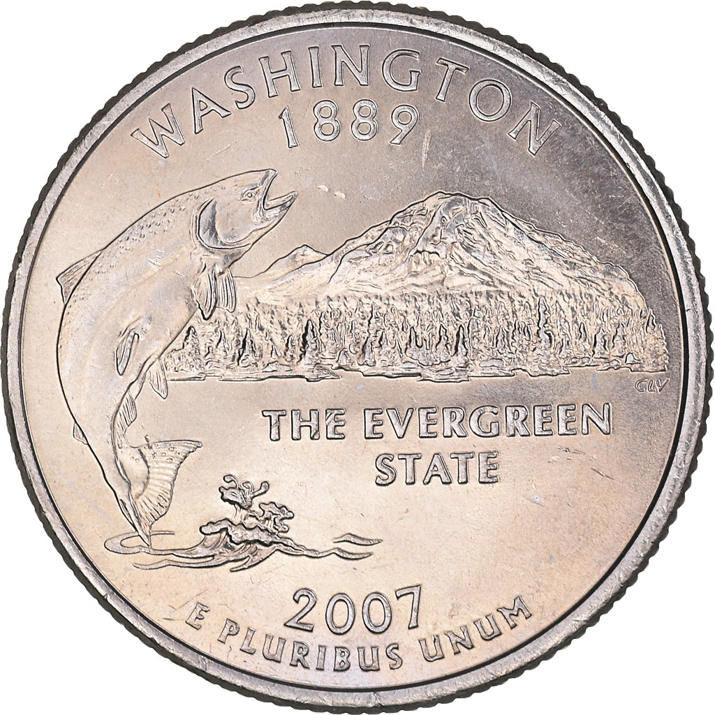 Moneta, USA, Quarter Dollar, Quarter, 2007, U.S. Mint, Denver, Washington 1889