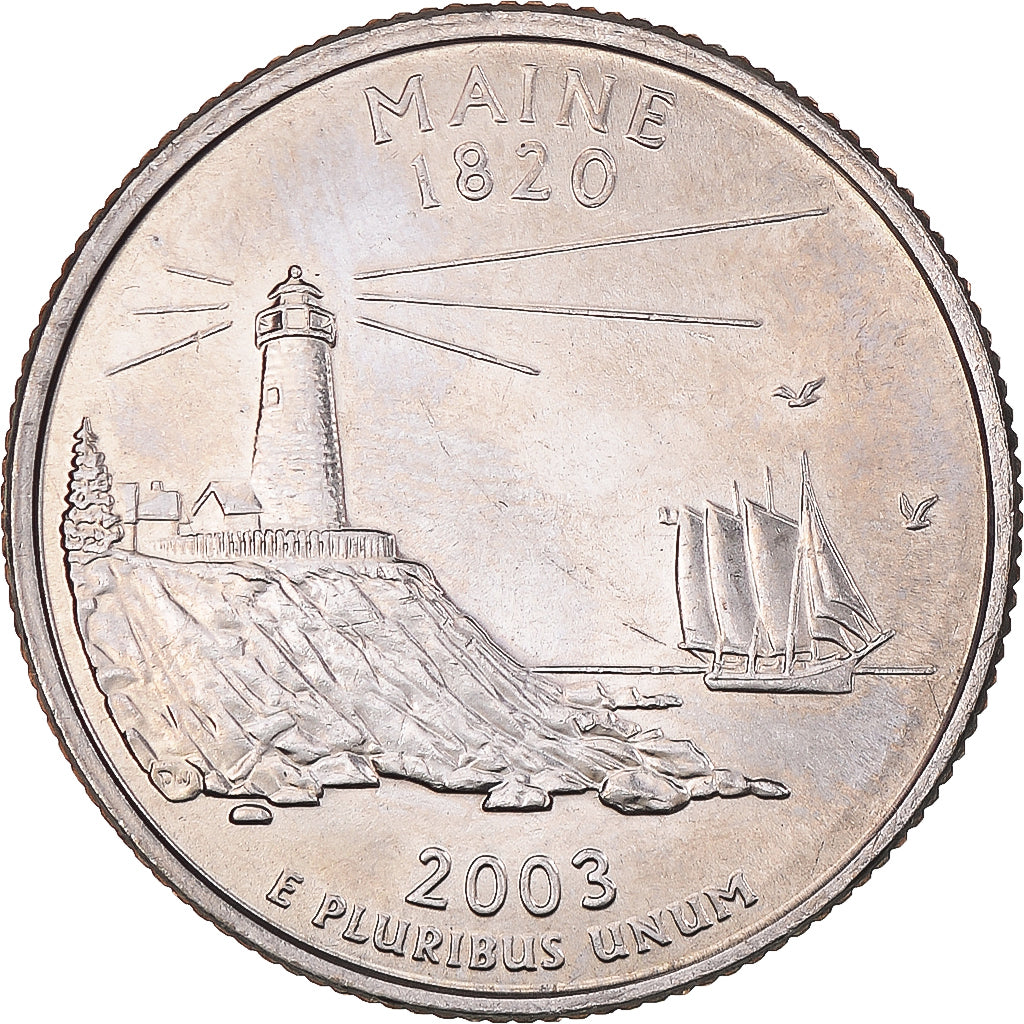 Moneta, Stati Uniti, Quarter Dollar, Quarter, 2003, U.S. Mint, Denver, Maine
