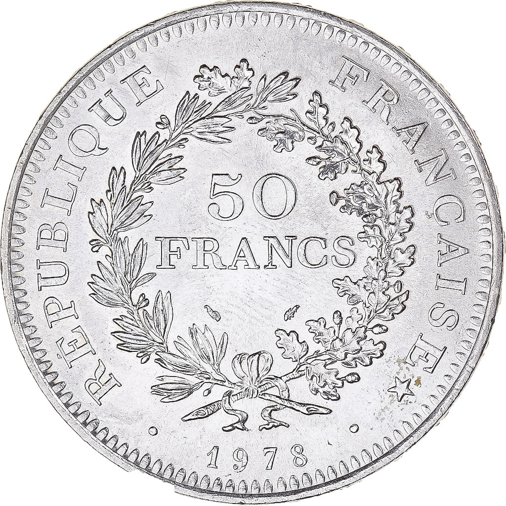 Coin, France, Hercule, 50 Francs, 1978, Paris, MS(63), Silver, KM:941.1
