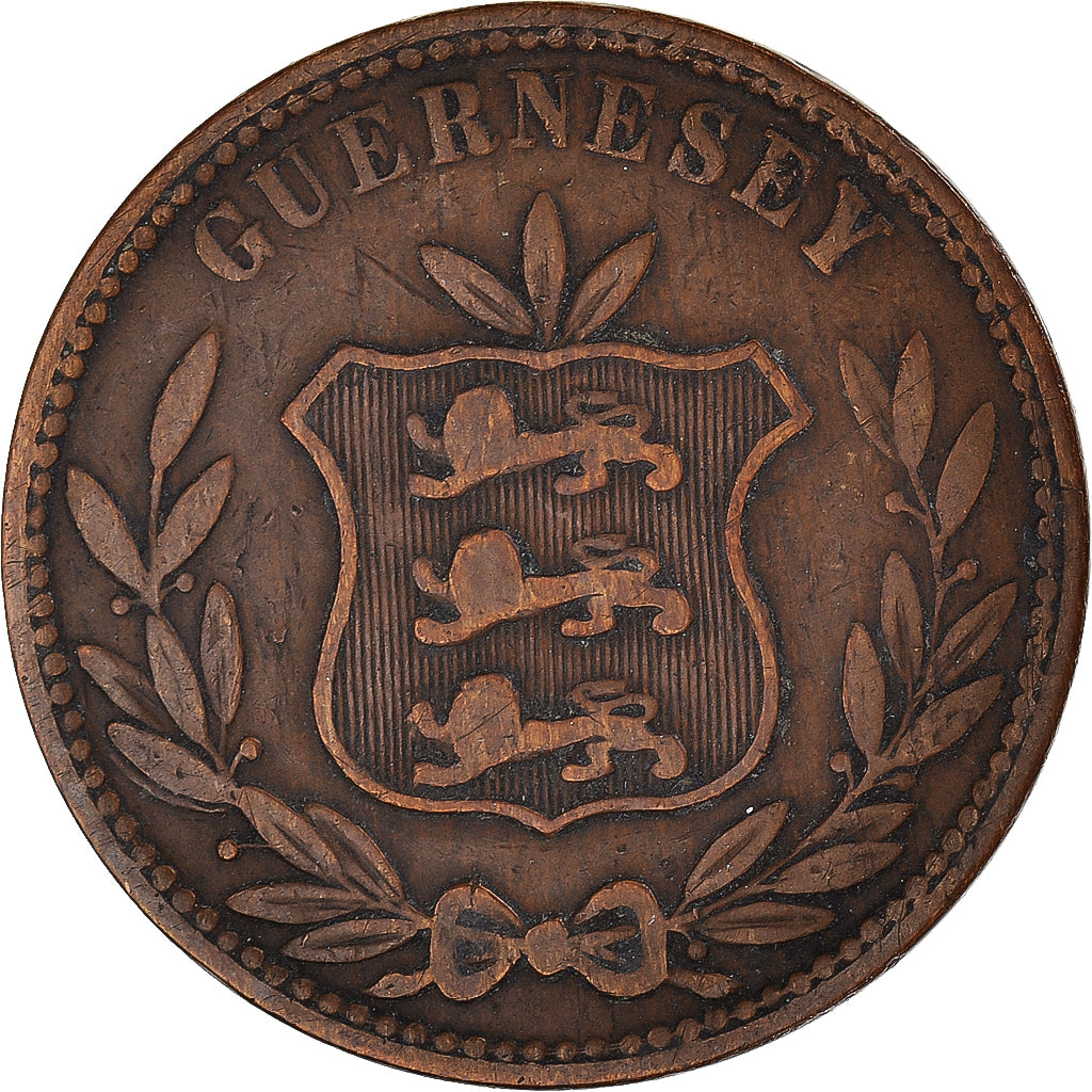 Monnaie, Guernesey, 8 Doubles, 1868, Heaton, Birmingham, TTB, Bronze, KM:7